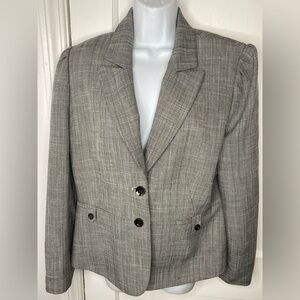 ALEX MARIE Women's Gray  Business Office Blazer Jacket with Black Buttons